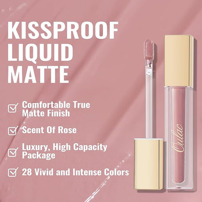 Oulac Matte Liquid Pink Nude Lipstick for Women 3PCS, Pink Nude Lip Stain Long Lasting Waterproof, No Transfer, Creamy High Pigmented Formula with Rose Oil, Vegan & Cruelty-Free (M16+M19+M24)