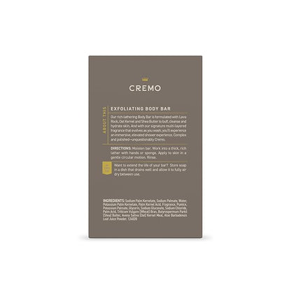 Cremo Exfoliating Body Bar for Men, Vintage Suede Scent, Multi-Layered Fragrance That Buffs, Cleanses and Hydrates Skin, 5oz (Pack of 2)