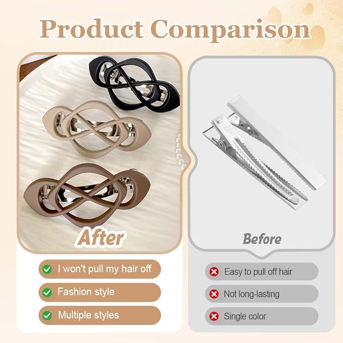 Vintage French Barrette Hair Clips, Hair Barrettes Hair Accessories for Women Girls, Elegant Retro Non Slip Clip with Classic Design Thick to Thin, Stylish Accessories Hair (Color Mixing A, 4PCS)