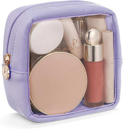 Pocmimut Makeup Bag,Mini Makeup Bag Cute Pouch Purse Organizer Travel Essentials,Clear Makeup Pouch for Car Accessories for Women,Purple