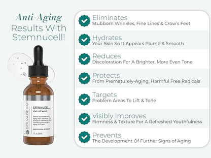Solvaderm Stemnucell Anti-Aging Facial Serum – Reduces Wrinkles, Fine Lines & Expression Lines – Plant Stem Cells, Peptides & Hyaluronic Acid – Firming, Hydrating Cream for All Skin Types