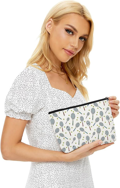 6 PCs Tennis Gifts, Inspirational Tennis Makeup Bag, Tennis Accessories Tennis Gift Cosmetic Bag Toiletry Bag, Tennis Player Graduation Birthday Gifts for Women Girls Tennis Lovers Sister Tennis Fans