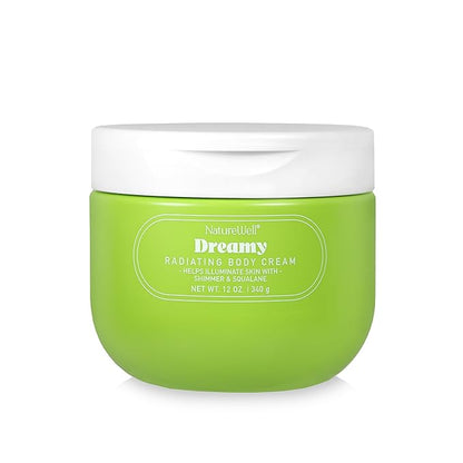NATURE WELL Dreamy Radiating Shimmer Body Cream, Lightweight, Quick-Absorbing Formula, Delivers Hydration & A Subtle Glow, Scented with Sweet Mandarin, Bergamot, Vanilla Orchid & Pink Sugar, 12 Oz
