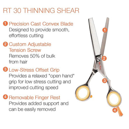Cricket Centrix Roc-It Dog RT 30 Hair Cutting Scissors - Thinning Professional Hair Scissors for Thinning, Texturizing, Removing Bulk, Barber Supplies Shears