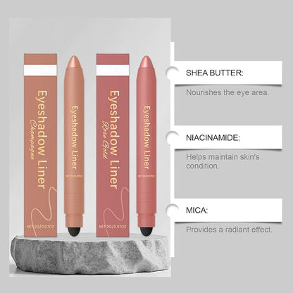 Mitlume Perfect Color Duo-Shadow Liner 2-in-1 Eyeliner & Eyeshadow,Chiura Plum Eyeshadow Stick,Waterproof Smudge-Proof Long-Lasting Makeup, Effortless Smoky or Natural Eye Makeup,Easy to Color(06+03)