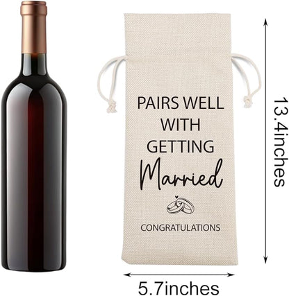 Engagement Wine Gift Bag Wedding Engaged Gifts for Newlyweds Couple Women Men Bridal Shower Gifts for Bride and Groom Pairs Well with Wedding Planning Getting Marride Wine Bags