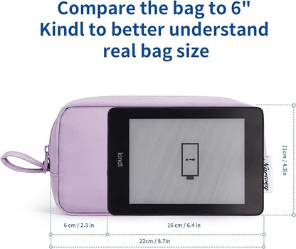 Narwey Cute Makeup Bag Small Toiletry Bag Travel Cosmetic Bag Organizer Make Up Bags with Organized Pockets for Women (Purple, Large)