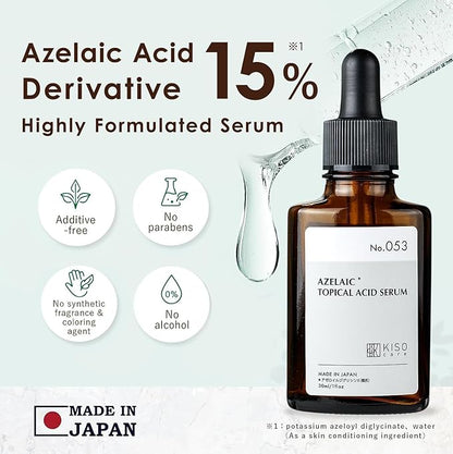 KisoCare Azelaic Acid for Face 15% Serum Niacinamide Vitamin C BALANCING ESSENCE AZ 1 Fl Oz MADE IN JAPAN