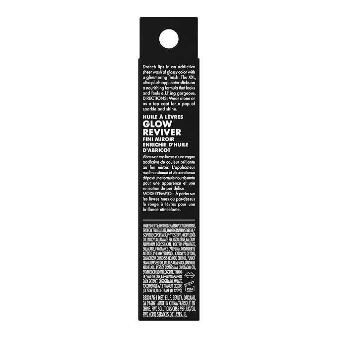 e.l.f. Glow Reviver Lip Oil, Nourishing and Hydrating with High-Shine Glimmer Finish & Sheer Wash Of Color, Minty Scent, Non-Sticky, Vegan & Cruelty-free, Opal-ogy Tour