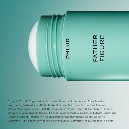 PHLUR Father Figure Deodorant Duo - Natural 48 Hour Odor Protection - Baking Soda Free & Aluminum Free Deodorant with Salicylic Acid, Arrowroot Powder & Tamanu Oil (2 x 1.76 oz)