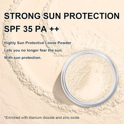 Mineral Setting Powder, SPF 35, Sunscreen Fair Face Loose Blurring FinishingPowder, Sheer Coverage, Weightless and Oil Control, Extend Base Makeup(#02 Fair Setting Makeup)