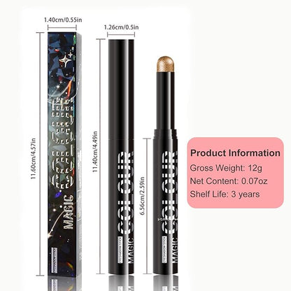 Light Gold Glitter Eyeshadow Stick, Gold Shimmer Eyeshadow for Women, High Pigment Waterproof Long Lasting Eye Shadow Pen, Women Multi-Dimensional Eye Highlighter Stick (10#)