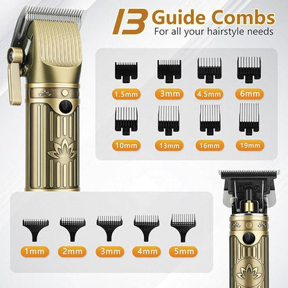 Hair Clippers for Men Professional,Beard Trimmer Hair Trimmer Kit,Cordless Clippers and Trimmers Set,Electric Razor Shavers for Men,Nose Trimmer Mens Grooming Kit for Barber,LED Display