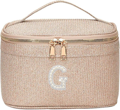 EURYNOME Makeup Bag with Custom Letter G, Water-Resistant Travel Organizer Pouch, (8.3x5.1x5.1 Inch) Cosmetic Case for Women