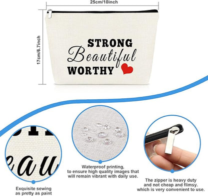 Inspirational Gift Makeup Bag for Women Graduation Birthday Gift for Daughter Sister Niece Travel Cosmetic Bag Best Friend Friendship Gift Cancer Survivor Awareness Gift Encouragement Recovery Gift