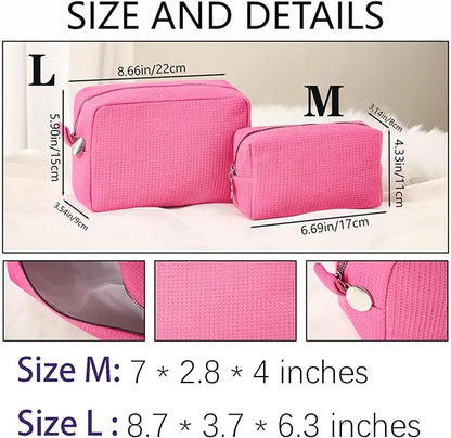 Personalized Embroidered Waffle Cosmetic Bags, Custom Thicken Beauty Makeup Packet Bag for Women Girls, Travel Makeup Pouch, Aesthetic Toiletry Case, Bridal Bridesmaid Party, Birthday, Wedding Gifts