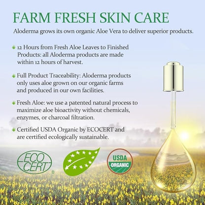 Aloderma Age-Defying Aloe Flower Essence Gel with 24K Gold Leaf, Made within 12 Hours of Harvest - Luxurious Aloe Gel with Allantoin & Hyaluronic Acid for a Shimmering, Youthful Complexion, 7oz 3-Pack