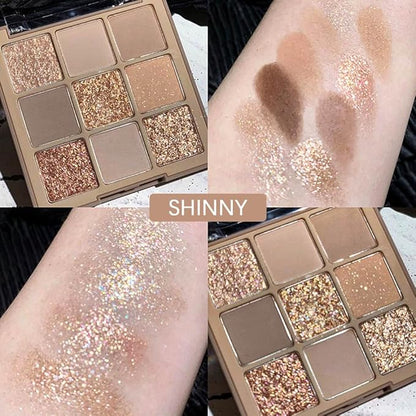 Eye Shadow Palette Makeup,9 Colors Gold Matte Shimmer Vegan Eyeshadow,Long Lasting Waterproof Naturing-Looking make up pallets for women,eyeshadow palette for brown blue eyes
