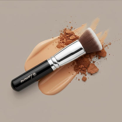 Lamora Makeup Brush Foundation Kabuki - Flat Top Face Brush for Liquid, Cream, and Powder Cosmetics - Full Coverage Blending, Buffing, Stippling, Contouring