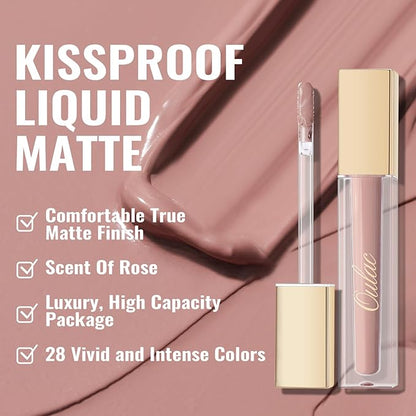 Oulac Matte Liquid Pink Lipstick for Women, Pink Nude Long Lasting Lipstick, Waterproof Lip Stain, No Transfer, Creamy High Pigmented Formula with Vitamin E, Vegan & Cruelty-Free M19
