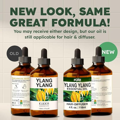 KUKKA Ylang-Ylang Essential Oils - 4 Fl Oz - for Hair, Skin, Diffuser, Aromatherapy & DIY Soap Making Scent