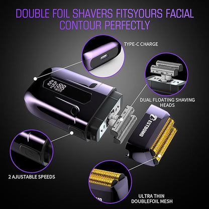 BESTBOMG® Hair Clippers for Men, Professional Hair Clippers, Beard Trimmer& Rechargeable Shaver Set, Metal T-Blade, LED Display, Barber Hair Cutting Kit for Men Grooming & Gifts, BS-808C (Blue)