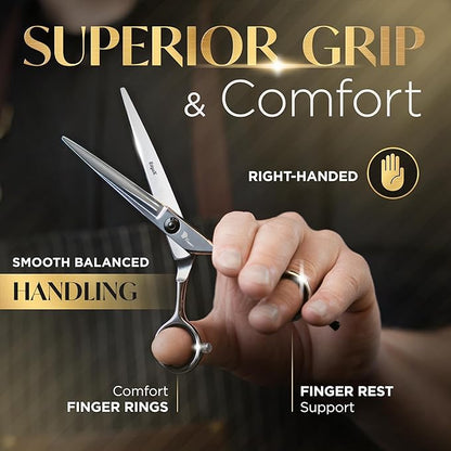 Fagaci Hair Cutting Scissors 6" Razor-Sharp, Professional Hair Scissors for Haircutting with Precise Cut, Haircut Barber Shears with Lasting Sharpness and Durable Steel, Shears for Women and Men