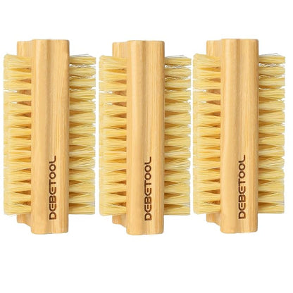Bamboo Nail Brush- 3PCS Wooden Firm Nail Brush for Cleaning Fingernails,Two-Side Nail Scrubber Brush for Cleaning Under Nails