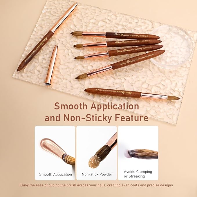 Acrylic Nail Art Brush Size 10, 100% Pure Kolinsky Hair Oval Nail Brush for Acrylic Application, Professional Nail Extension Manicure Tool Wooden Handle Nail Drawing Pen for DIY Home Salon