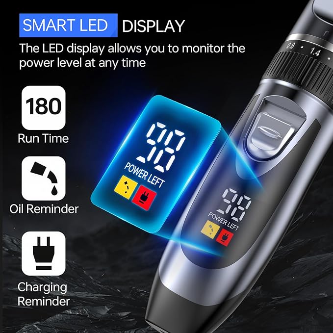 Men's Hair Clippers & Beard Trimmer Grooming Kit，All-in-one Professional Hair Cutting kit,Cordless Rechargeable Hair Clipper for Men with LED Display for Men's Barbers Hair Trimmer and Body Care
