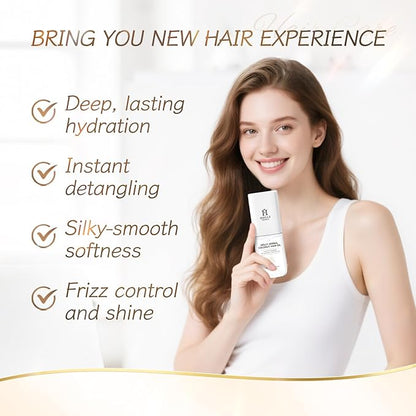 HOLLY HERBAL Coconut Oil Hair Mist - Weightless Leave-In Treatment with 6 Plant Extracts - Frizz-Free, Moisturizing & Shine, Paraben & Sulfate-Free (2.7 Fl Oz)