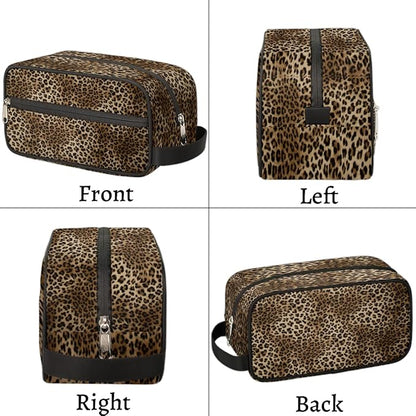 Fashion Leopard Tiger Skin Travel Toiletry Bag for Women Men Lightweight Cosmetic Makeup Bag Organizer Waterproof Shaving Bag Dopp Kit with Large Capacity for Toiletries and Shaving Accessories