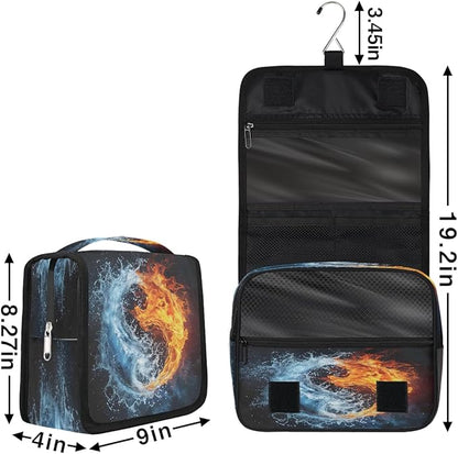 Travel Toiletry Bag for Women & Men Space Water Fire Hanging Cosmetic Organizer Portable Waterproof Makeup Case Make Up Bag with Compartments Travel Essentials for Bathroom Shower