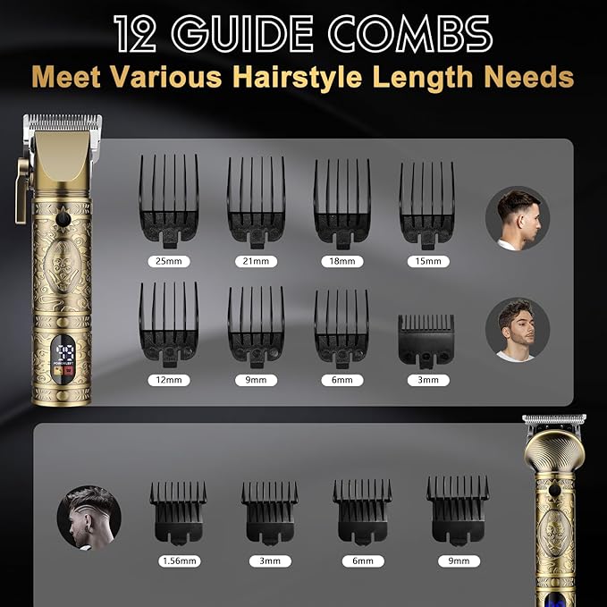 GSKY Hair Clippers for Men Professional, Cordless Clippers for Hair Cutting, Mens Hair Clippers and Trimmer Kit for Barber with LED Display