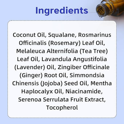 Hair Growth Serum with Rosemary Oil & Saw Palmetto - 100% Natural Plant-Based Formula to Stimulate Follicles, Revive Roots for Visibly Thicker Fuller Hair, Reduce Shedding and Loss For Men & Women