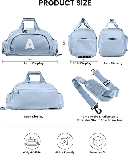 Christmas Gifts for Girls 12-14, Initial Gym Bags with Shoe Compartment, Dance Bag for Girls, Monogram Kid Overnight Bags, Ballet Sport Gymnastics Cheer Travel Duffle Tote (Letter P)