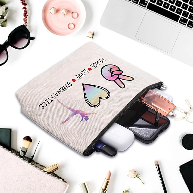 Cosmetic Makeup Bag Gifts for Gymnastics Lover Women, Gymnastic Coach Gift, Gymnastics Athletics Birthday Gifts for Her Friend Sister Daughter