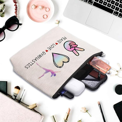 Cosmetic Makeup Bag Gifts for Gymnastics Lover Women, Gymnastic Coach Gift, Gymnastics Athletics Birthday Gifts for Her Friend Sister Daughter