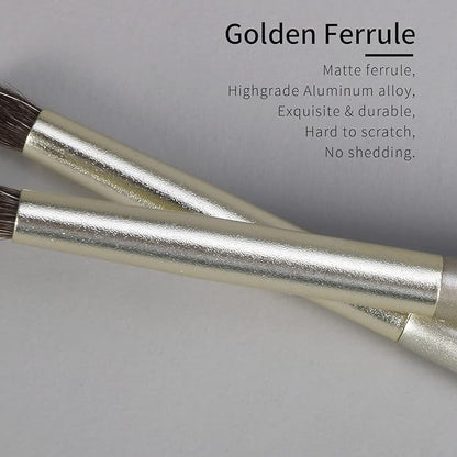 Natural Pony Hair Eye Shadow Brush, ENZO KEN Small Detail Eyeshadow Brush, Detailing Eye Shadow Brush, Mini Eye Smudge Brush, Corner Eyeshadow Brush, Eye Brushes, Eyeshadow Blending Brush. Gold, E204S