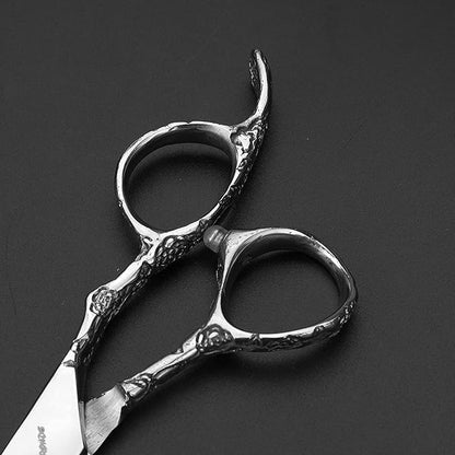 6/7-Inch Professional Hair Scissors Haircut Rose Pattern Hair Scissors Styling Tools Japanese Stainless Steel Scissor Set (7-inch cutting scissors-A)