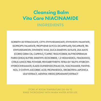 KAHI Cleansing Balm Vita Care Niacinamide - Makeup Remover Balm with Vitamin B, C & Yuzu Peel Scrub - Gentle Exfoliating Korean Skincare 1.69 oz