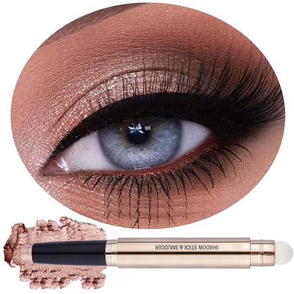 Nude Rose Gold Eyeshadow Stick Cream Smooth Single Eyeshadow Pencil Shimmer Crayon Palette Hypoallergenic Waterproof Eye Shadow Highlighter Stick Makeup Eye Liner Pen Dimensional Eyes Look