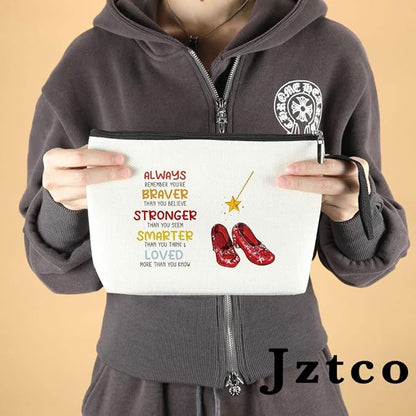 Inspirational Gifts for Women Girls Her Wi-zard of OZ Gifts Dorothy Ruby Red Makeup Bag Encouragement Birthday Gifts for Women Her Girls Friend Sister You Are Braver Stronger Smarter Than You Think