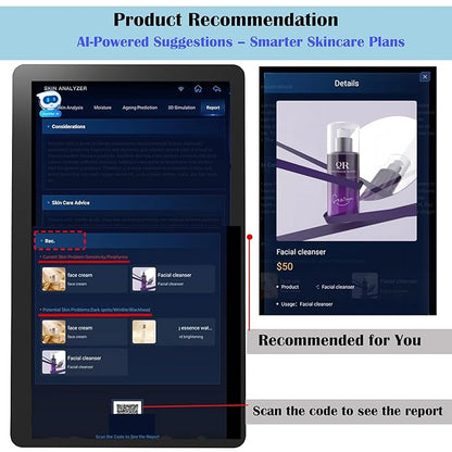 15.6" Professional Skin Analysis Device for Beauty Salons & Spas – AI-Powered 7-Spectral Imaging, 17 Skin Indicators, Multi-Language & Cloud Report Storage