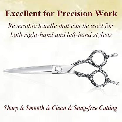 JASON Professional Hair Scissors Barber Scissor 6.0" Razor Edge Hair Cutting Shears Japanese Stainless Steel for Salon Home Kid Men Women