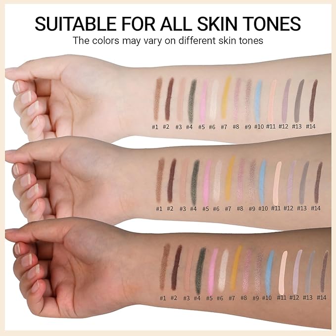 Erinde Waterproof Eyeshadow Stick, Cream Eye Shadow Stick, Long-Lasting, Crease-Proof, Cream to Powder Buildable & Blendable Eye Shadow Pencils Crayon, Vegan & Cruelty-Free, 02 Pecan