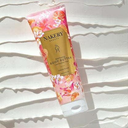 Nakery Skin Toning Body Butter for Women - Firming Body Lotion for Women - Peptide Infused Body Lotion for Crepey & Sagging Skin - Firming Lotion for Neck, Arms & Legs - Cabana Sunset