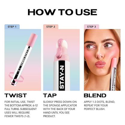 Sacheu Cheek STAY-N Liquid Blush for Cheeks — High Pigment, Buildable, Lightweight Cream Blush for Dewy & Radiant Flushed Cheeks — Long-lasting & Cruelty Free, Flirt Mode Duo
