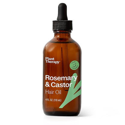 Plant Therapy Rosemary & Castor Oil - 4 oz Hair Treatment for Growth, Shine, Softness, Healthy Scalp & Hair Mask