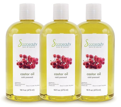 Soapeauty Cold Pressed Castor Oil |100% Pure Natural USP Grade Promotes Healthy Skin & Hair | Hexane Free | Thickens Eyebrows & Lengthens Eyelashes | 48 fl oz